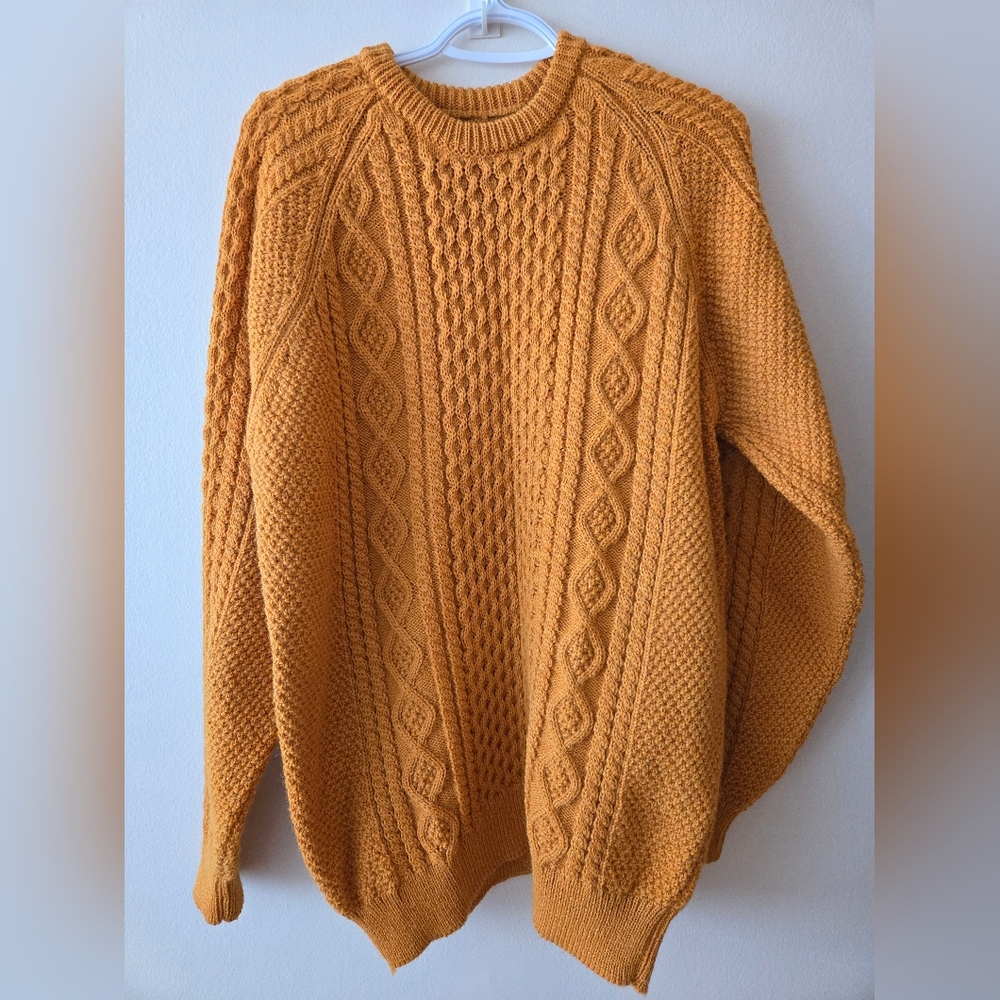 Noah XL Sunflower Yellow Fishermans Sweater British Wool